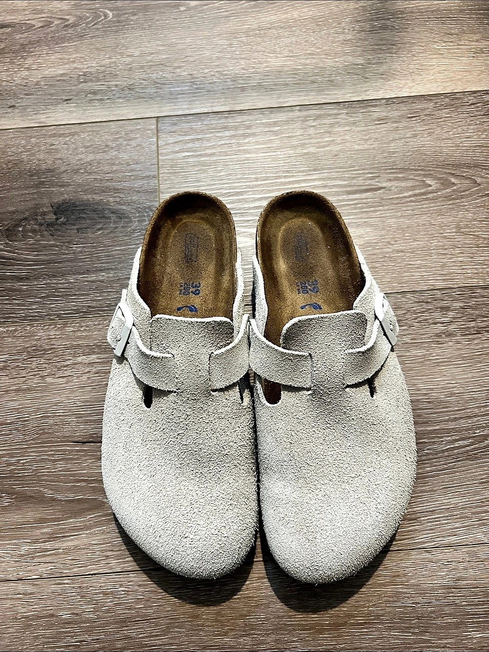 Birkenstock Boston Soft Footbed Clog Suede Beige EU 39